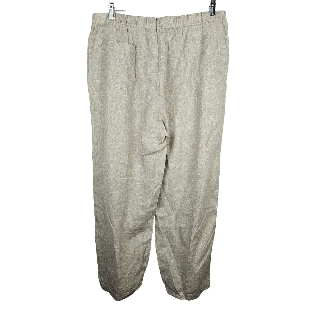 Quince Women's XL Natural 100% Linen Wide Leg Elastic Waist Pants JDAVN01